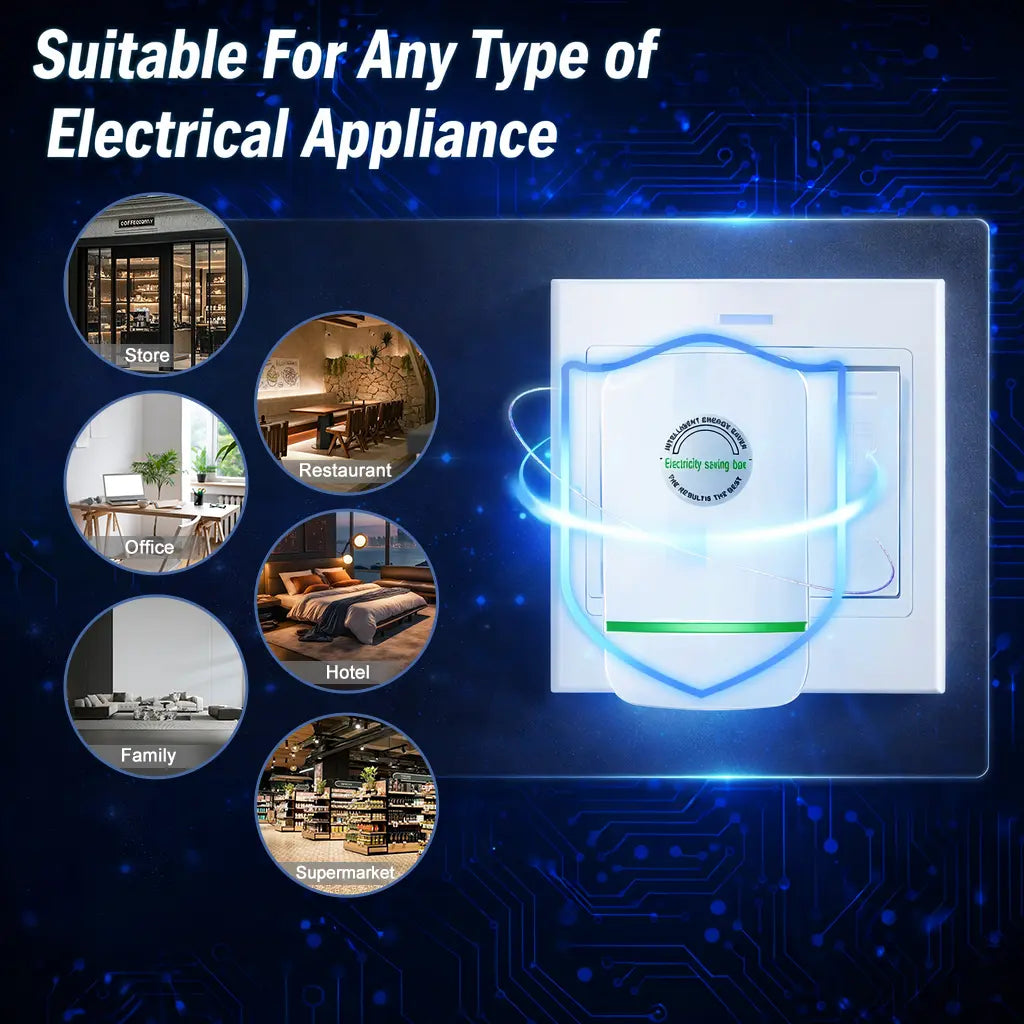 New Universal Energy-Saving Box, Reduce Electricity Bills, Plug-and-Play, Power Factor Corrector for Home and Office
