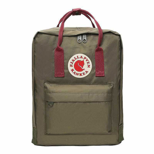 Fjallraven Kanken Classic Army Green with Burgundy Stripe
