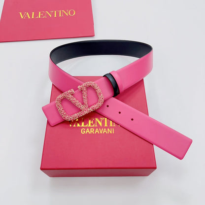 Garavani Reversible VLogo Signature Belt 40mm Black Pink Leather 200697