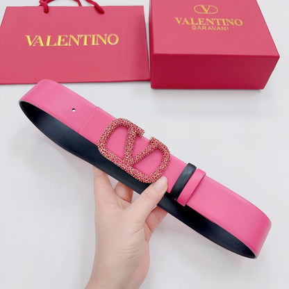 Garavani Reversible VLogo Signature Belt 40mm Black Pink Leather 200697