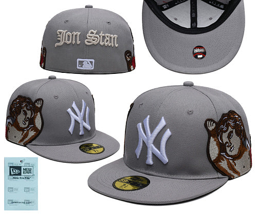 3D Embroidered Closed Fitted Flat Bill Baseball Cap Unisex Streetwear Sports Hats