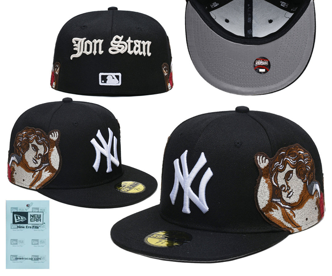 3D Embroidered Closed Fitted Flat Bill Baseball Cap Unisex Streetwear Sports Hats