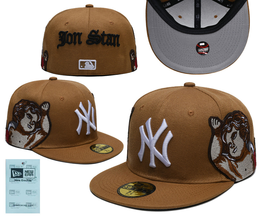 3D Embroidered Closed Fitted Flat Bill Baseball Cap Unisex Streetwear Sports Hats