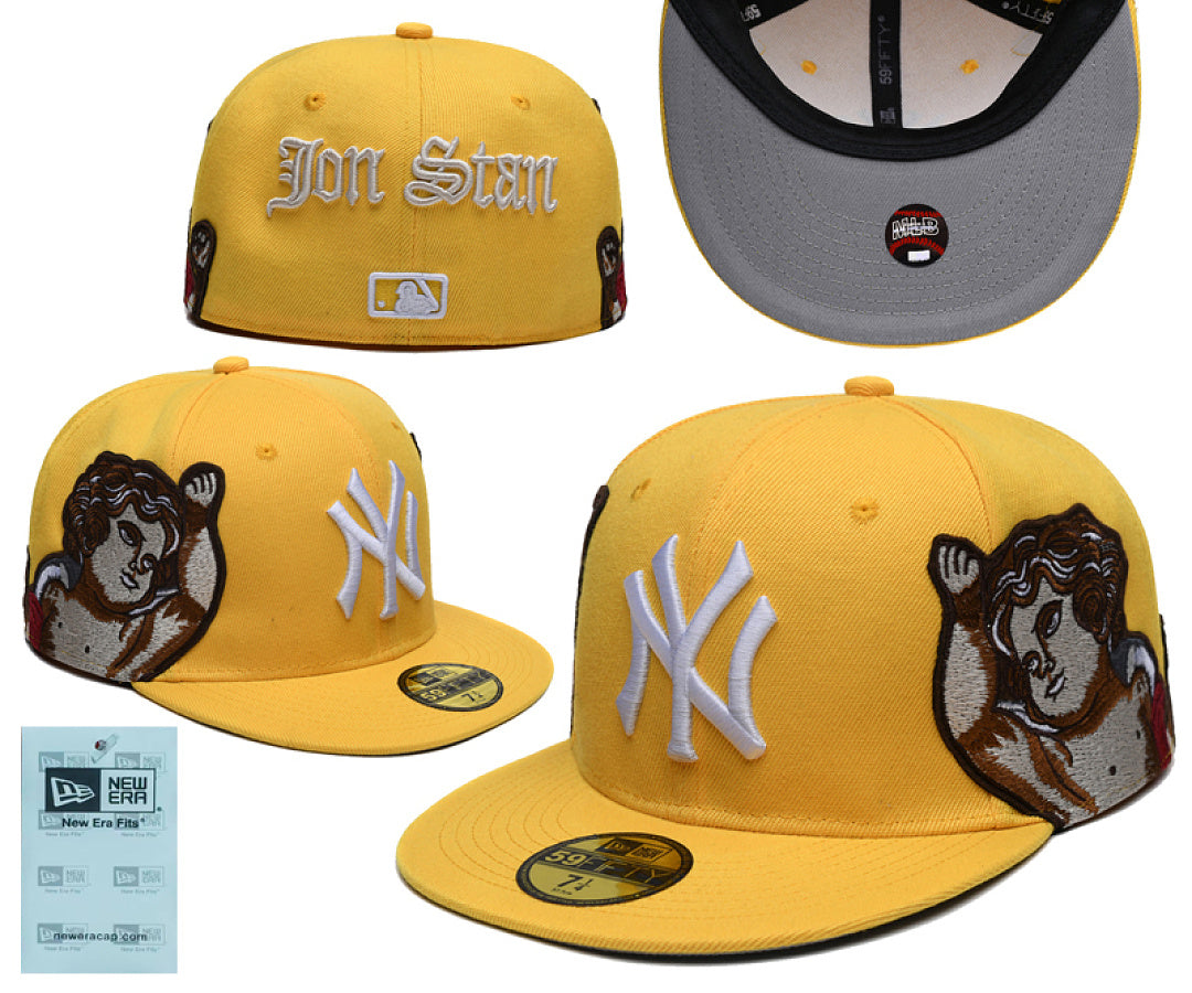 3D Embroidered Closed Fitted Flat Bill Baseball Cap Unisex Streetwear Sports Hats