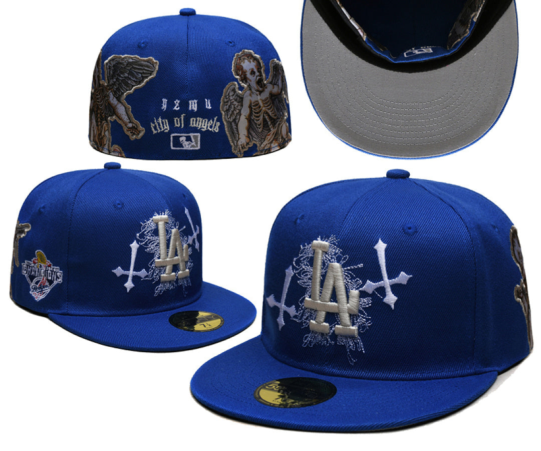 3D Embroidered Closed Fitted Flat Bill Baseball Cap Unisex Streetwear Sports Hats