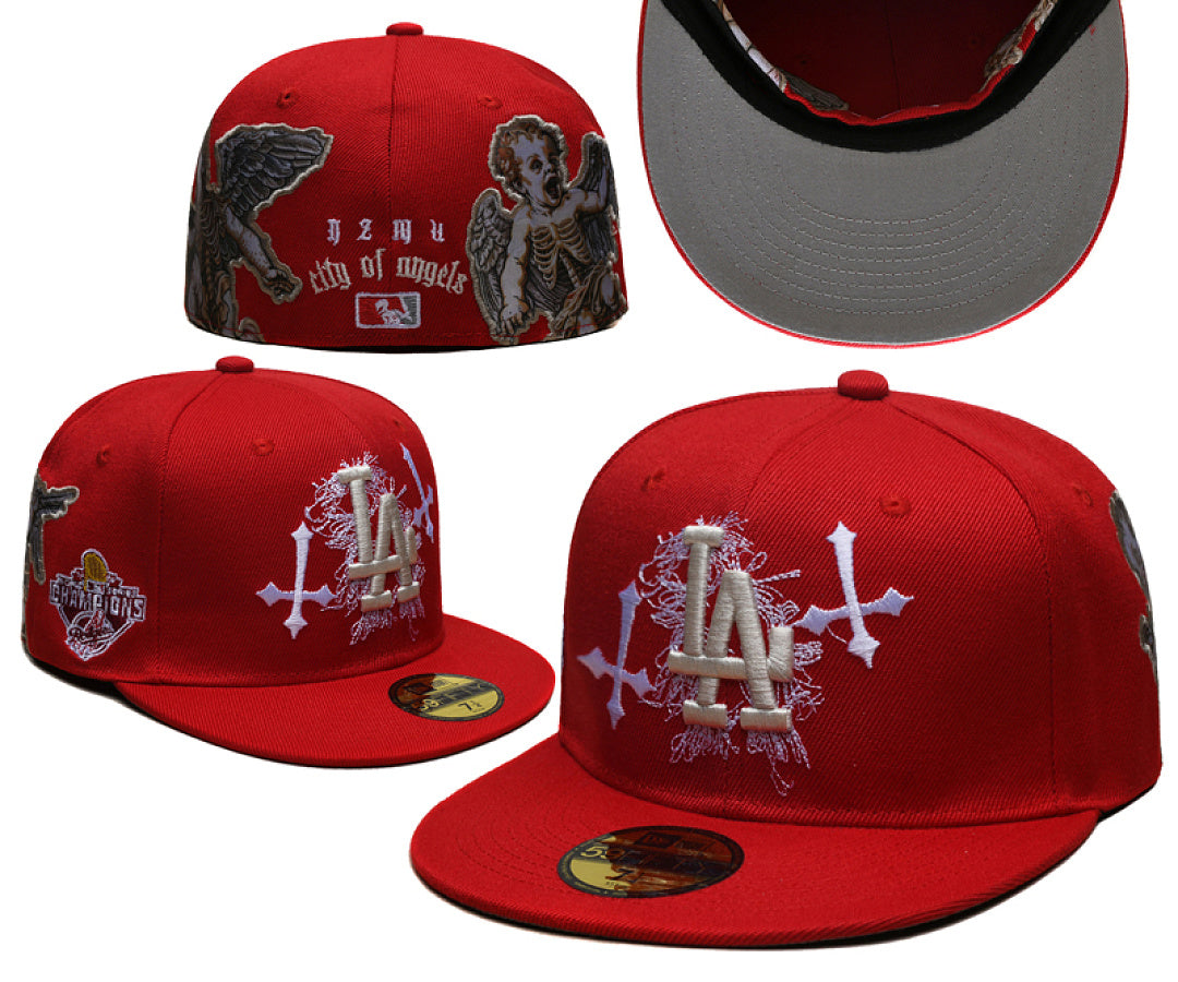 3D Embroidered Closed Fitted Flat Bill Baseball Cap Unisex Streetwear Sports Hats