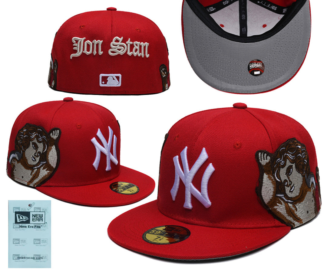 3D Embroidered Closed Fitted Flat Bill Baseball Cap Unisex Streetwear Sports Hats