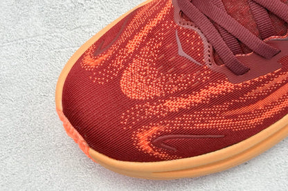 HOKA Clifton 10 Wine Red/Orange Cushioned Athletic Running Trainers Shoe