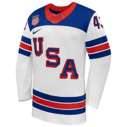 Quinn Hughes Nike US Hockey 2026 Away Replica Jersey - White