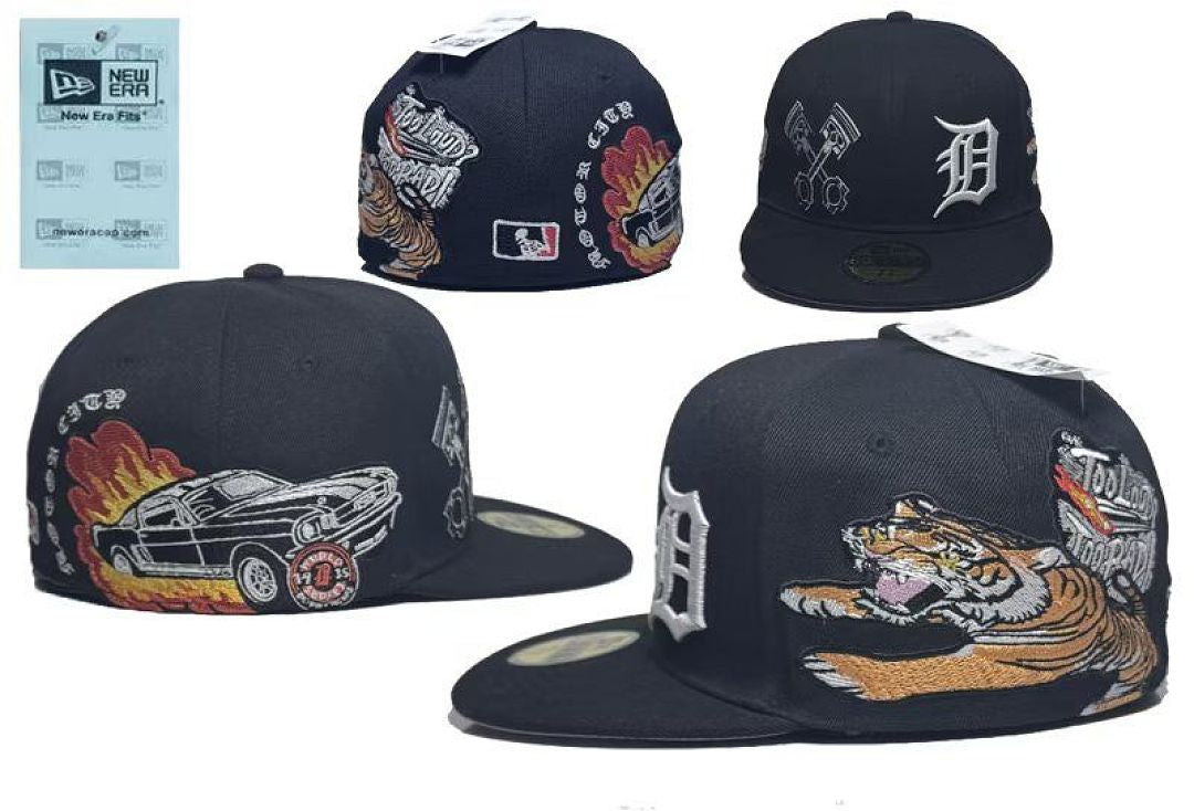 Unisex New Era Fitted Flat Brim Hat Multi Team Embroidery Hip Hop Baseball Cap