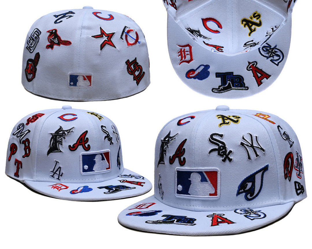 Unisex New Era Fitted Flat Brim Hat Multi Team Embroidery Hip Hop Baseball Cap