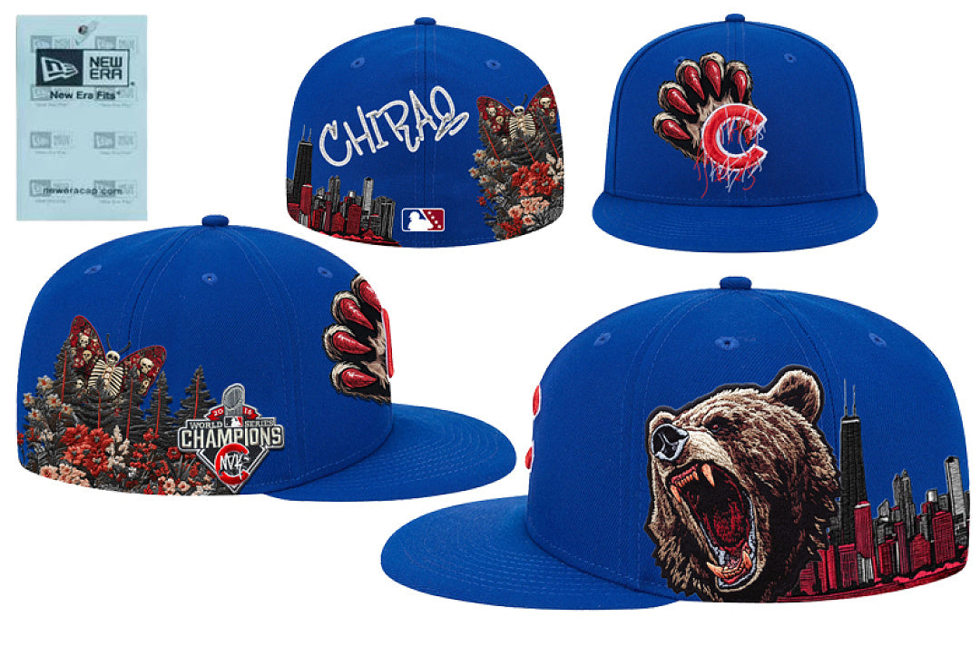 Unisex New Era Fitted Flat Brim Hat Multi Team Embroidery Hip Hop Baseball Cap