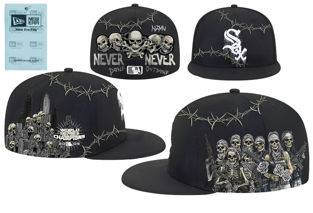 Unisex New Era Fitted Flat Brim Hat Multi Team Embroidery Hip Hop Baseball Cap