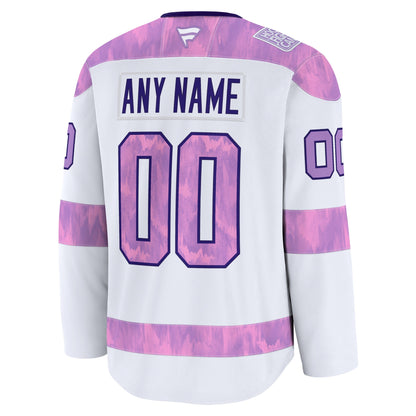 Seattle Kraken Fanatics 2024 Hockey Fights Cancer Custom Practice Jersey - White
