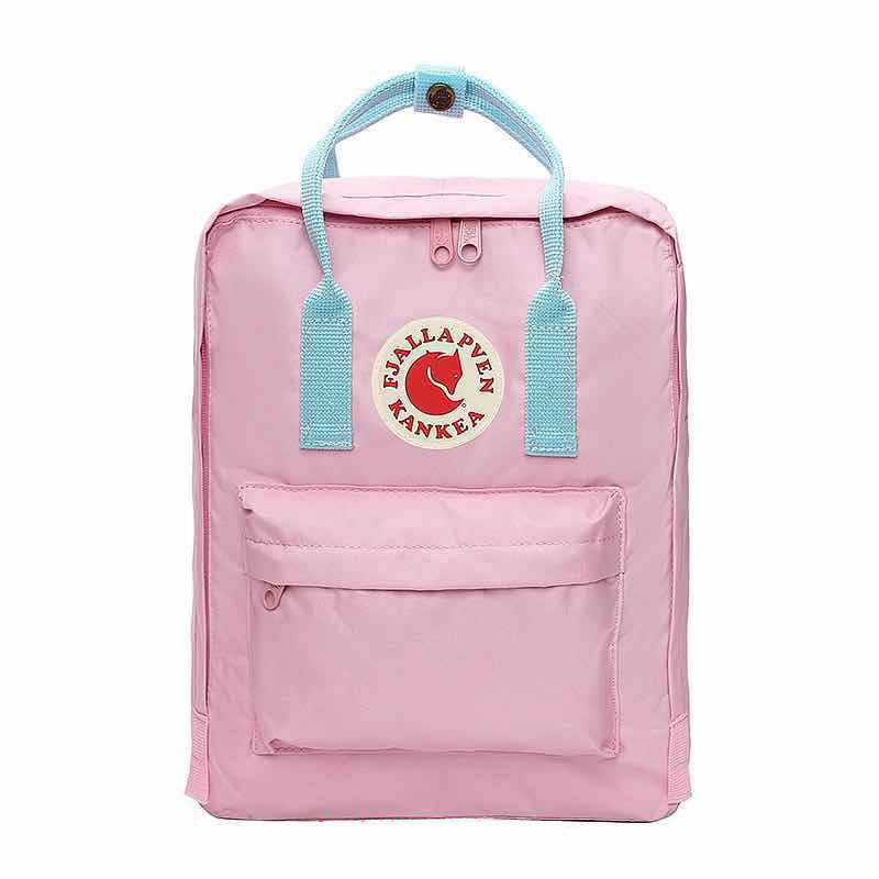 Fjallraven Kanken Mini Bright Pink with Sky Blue Stripe