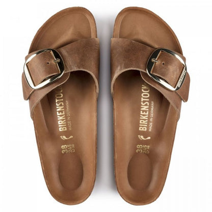 Birkenstock Women's Madrid Big Buckle Oiled Leather in Cognac Sandals