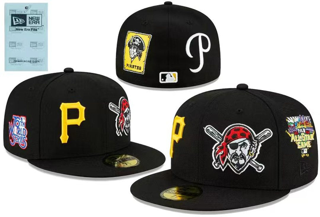 Closed Fitted Flat Bill Baseball Cap Unisex Embroidered Non Adjustable Street Sports Hat Multiple Styles