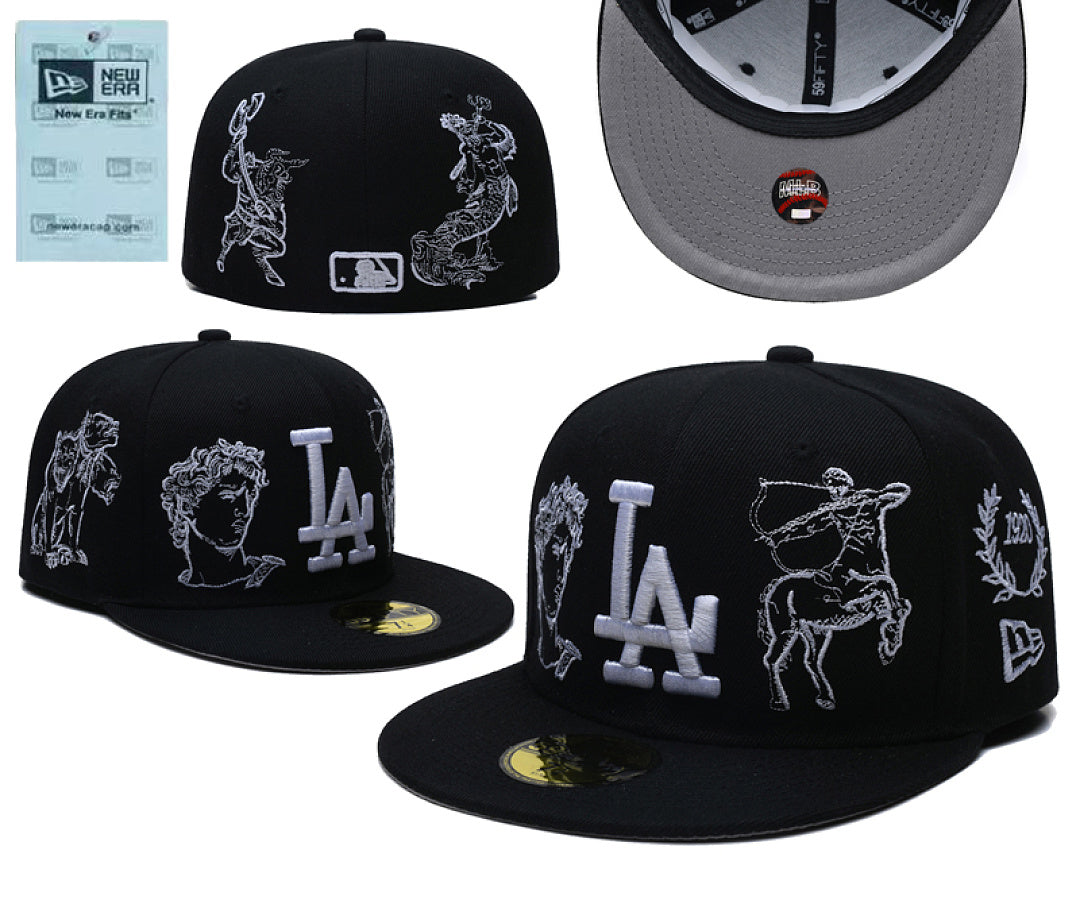 Closed Fitted Flat Bill Baseball Cap Unisex Embroidered Non Adjustable Street Sports Hat Multiple Styles