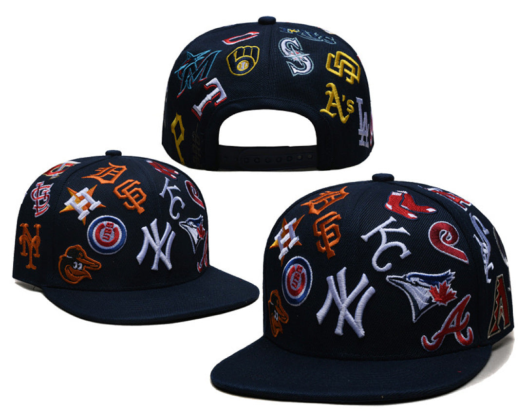 New Era Multi-Team Embroidery Flat Bill Snapback Hat Adjustable NY Street Hip Hop Baseball Cap For Men Women