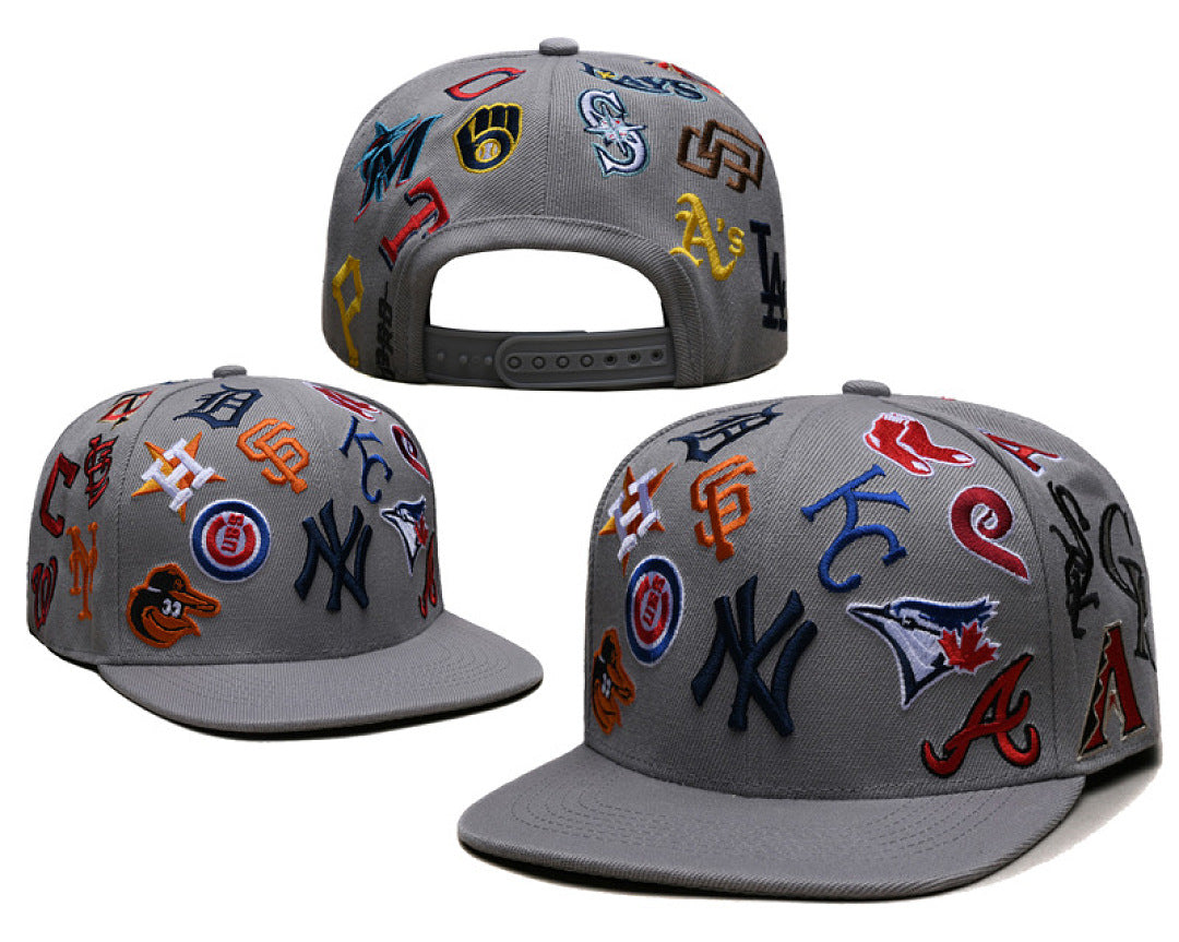 New Era Multi-Team Embroidery Flat Bill Snapback Hat Adjustable NY Street Hip Hop Baseball Cap For Men Women