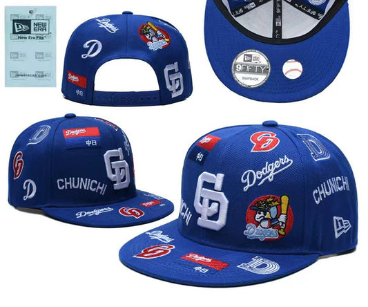 New Era Multi-Team Embroidery Flat Bill Snapback Hat Adjustable NY Street Hip Hop Baseball Cap For Men Women