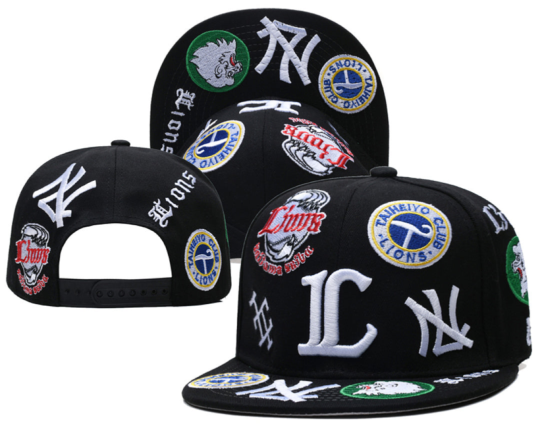 New Era Multi-Team Embroidery Flat Bill Snapback Hat Adjustable NY Street Hip Hop Baseball Cap For Men Women