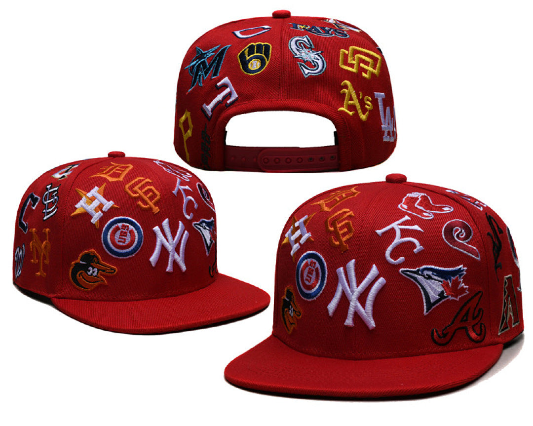 New Era Multi-Team Embroidery Flat Bill Snapback Hat Adjustable NY Street Hip Hop Baseball Cap For Men Women