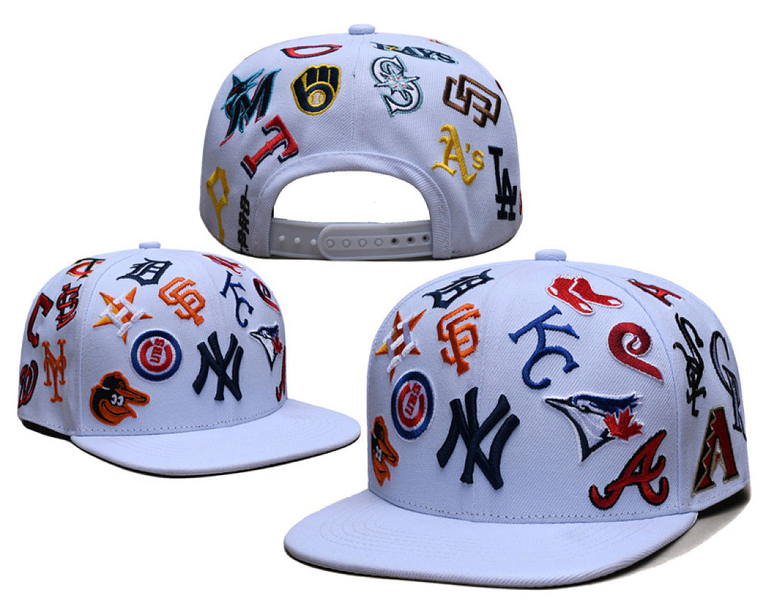 New Era Multi-Team Embroidery Flat Bill Snapback Hat Adjustable NY Street Hip Hop Baseball Cap For Men Women