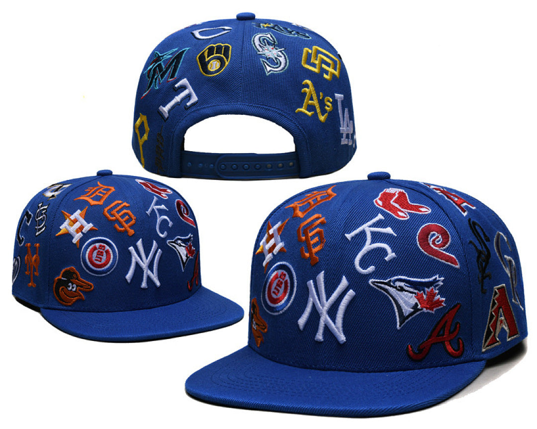 New Era Multi-Team Embroidery Flat Bill Snapback Hat Adjustable NY Street Hip Hop Baseball Cap For Men Women