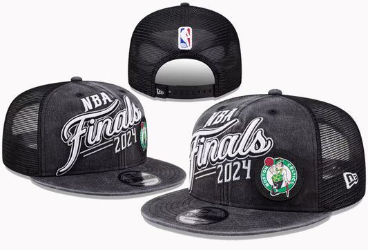 New Era 9FIFTY Boston Celtics 2024 NBA Finals Washed Trucker Snapback Hat - Black Grey