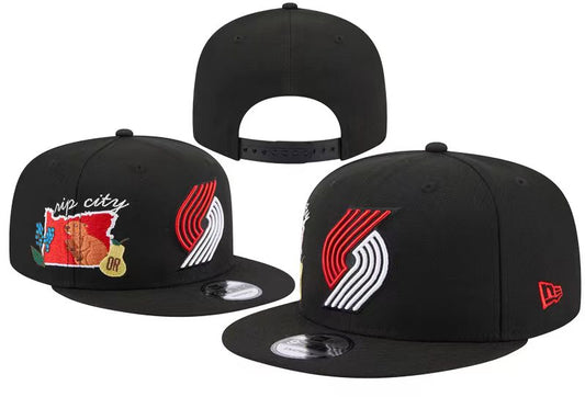 New Era 9FIFTY Portland Trail Blazers Rip City Side Patch Snapback Hat - Black