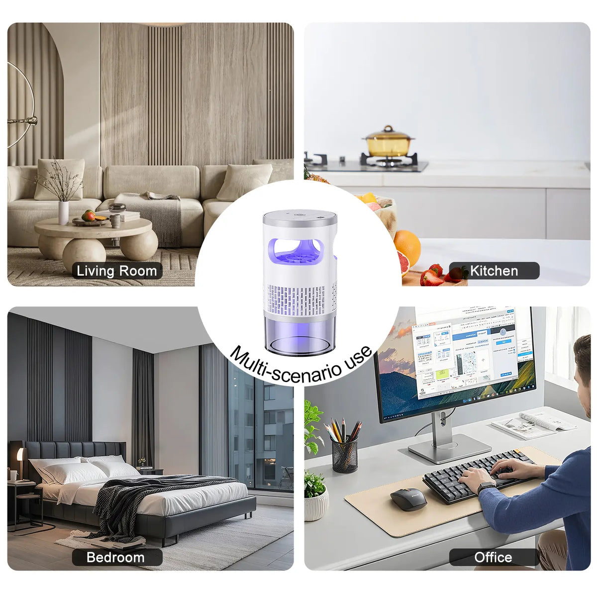 Gainstarx Indoor Flying Insect Trap with UV Light and Suction Fan, Plug-In Bug Catcher for Home, Kitchen, Bedroom and Office