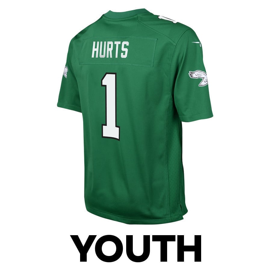 Jalen Hurts 1 Philadelphia Eagles Brilliance Game YOUTH Jersey - Green