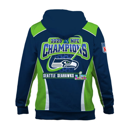 Seattle Seahawks 2025 NFC Champions – The Peak of Glory Is Back 3D Hoodie