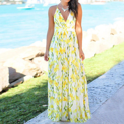Black Boho Floral Maxi Dress Cocktail Party Evening Summer Beach Sundress Gift for Women Maxi Flowers Dress Beach Summer Dress  Party Dress