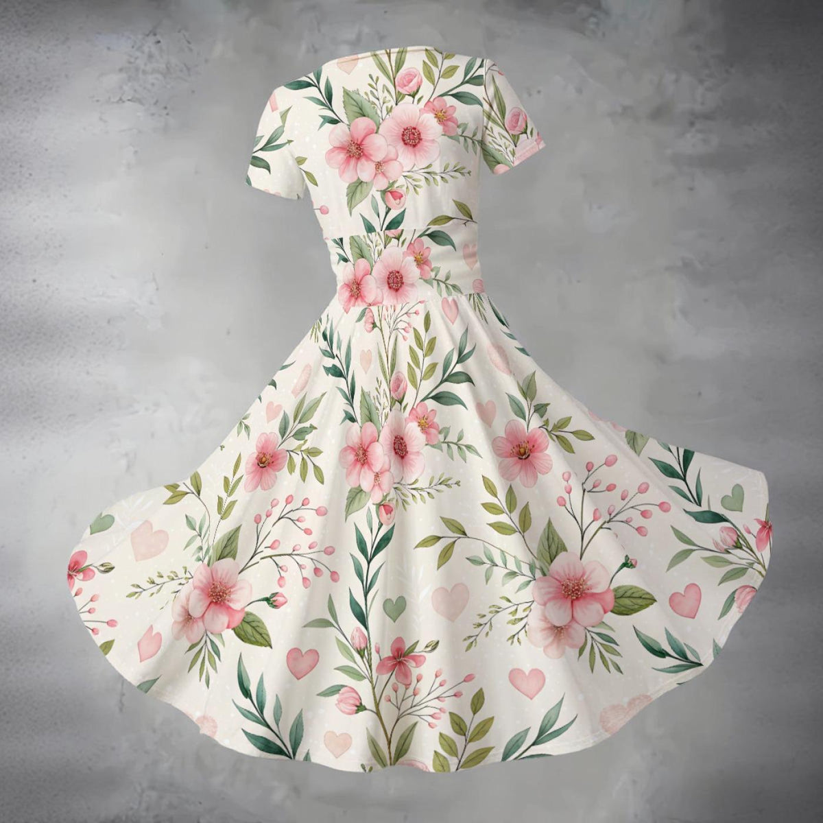 Floral Midi Dress – Elegant V Neck Summer Dress