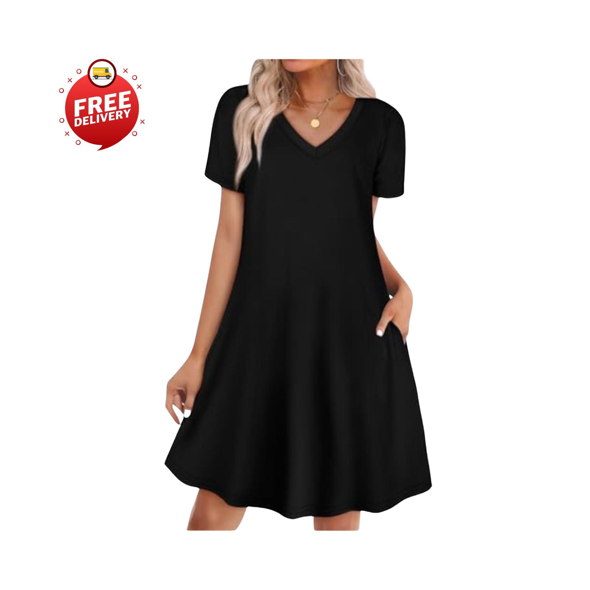 Boho Summer Dress Women Loose T Shirt Dress With Pockets Casual Beach Vacation Outfit