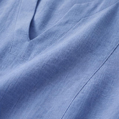 Linen Look V Neck Dress for Women, A Line Summer Dress, Casual Boho Midi Dress, Lightweight Vacation Outfit, Minimalist Dress