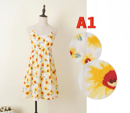 Summer Floral Print Cotton Spaghetti Strap Slip Dress Gift For Her – 15 Styles Available