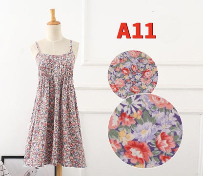 Summer Floral Print Cotton Spaghetti Strap Slip Dress Gift For Her – 15 Styles Available