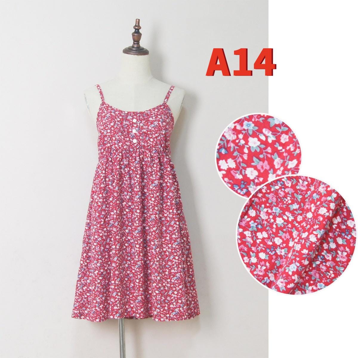 Summer Floral Print Cotton Spaghetti Strap Slip Dress Gift For Her – 15 Styles Available