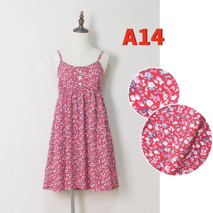 Summer Floral Print Cotton Spaghetti Strap Slip Dress Gift For Her – 15 Styles Available