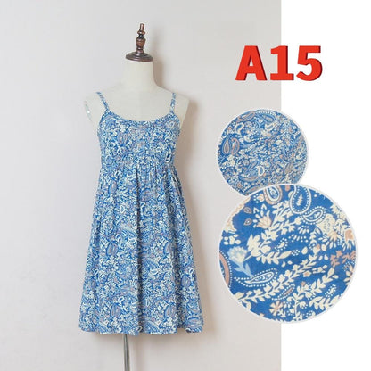Summer Floral Print Cotton Spaghetti Strap Slip Dress Gift For Her – 15 Styles Available