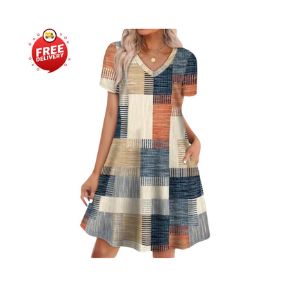 Boho Summer Dress Women Loose T Shirt Dress With Pockets Casual Beach Vacation Outfit