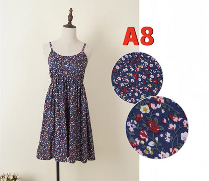 Summer Floral Print Cotton Spaghetti Strap Slip Dress Gift For Her – 15 Styles Available