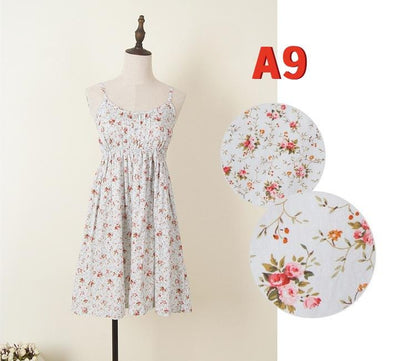 Summer Floral Print Cotton Spaghetti Strap Slip Dress Gift For Her – 15 Styles Available