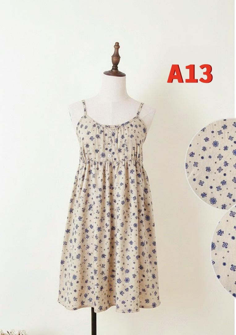 Summer Floral Print Cotton Spaghetti Strap Slip Dress Gift For Her – 15 Styles Available