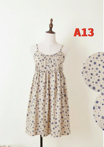 Summer Floral Print Cotton Spaghetti Strap Slip Dress Gift For Her – 15 Styles Available