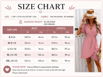 Elegant Wrap Midi Dress: V-Neck, Short Sleeve, A-Line Silhouette Summer Party Outfit