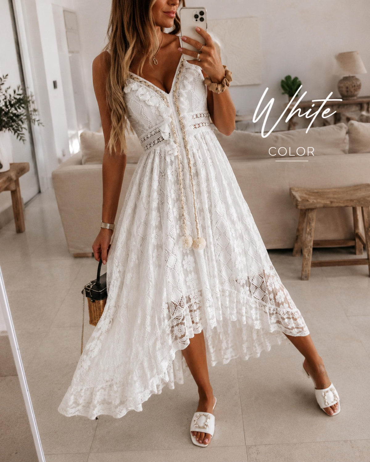 Boho Lace Maxi Dress Women, Cottagecore Summer Dress, Ivory Flowy Bohemian Dress, Beach Vacation Outfit, Sleeveless Romantic Sundress